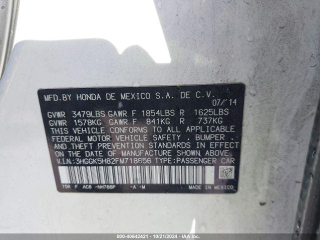 3HGGK5H82FM718656 Honda Fit Ex/ex-l