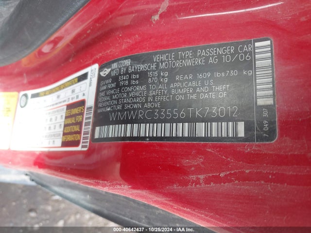 2006 MINI COOPER WMWRC33556TK73012 Photo 8