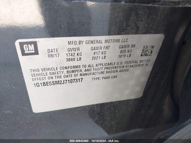 Chevrolet Cruze Lt Auto 2018 1G1BE5SM2J7107317 Image 9