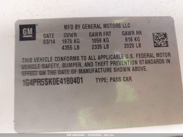1G4PR5SK0E4180401 Buick Verano Convenience Group