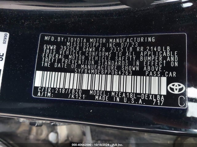Toyota COROLLA LE 2023 5YFB4MDE6PP064263 Image 9