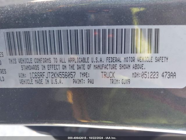 1C6SRFJT2KN556057 RAM 1500 Laramie  4x4 5'7 Box