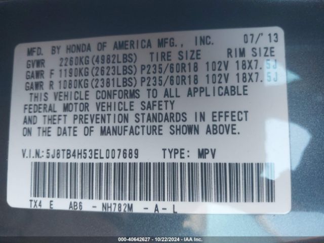 5J8TB4H53EL007689 Acura RDX