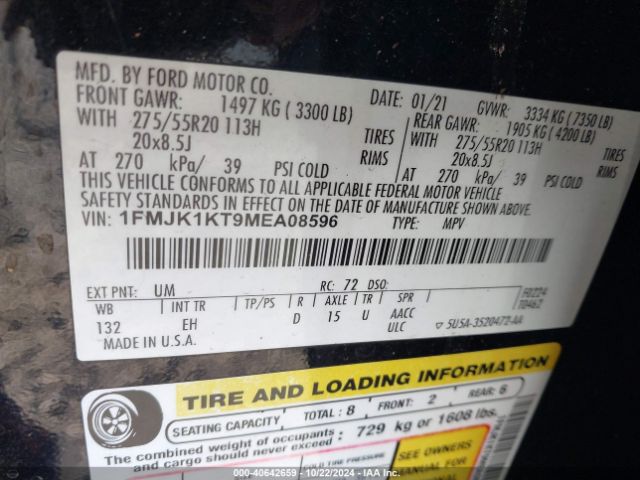 1FMJK1KT9MEA08596 Ford Expedition Limited Max