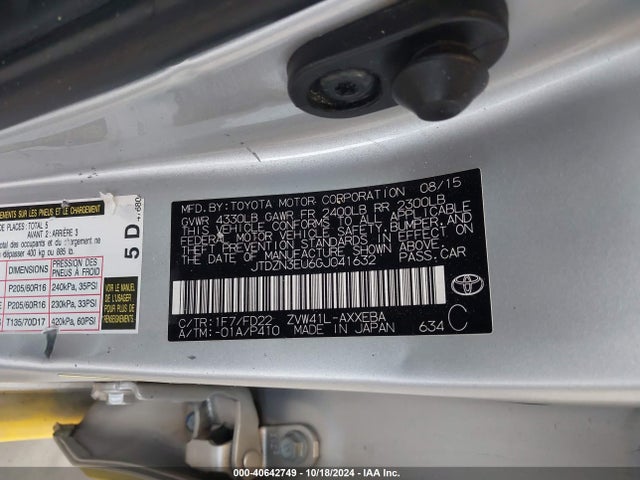 Toyota Prius V Two 2016 JTDZN3EU6GJ041632 Image 9