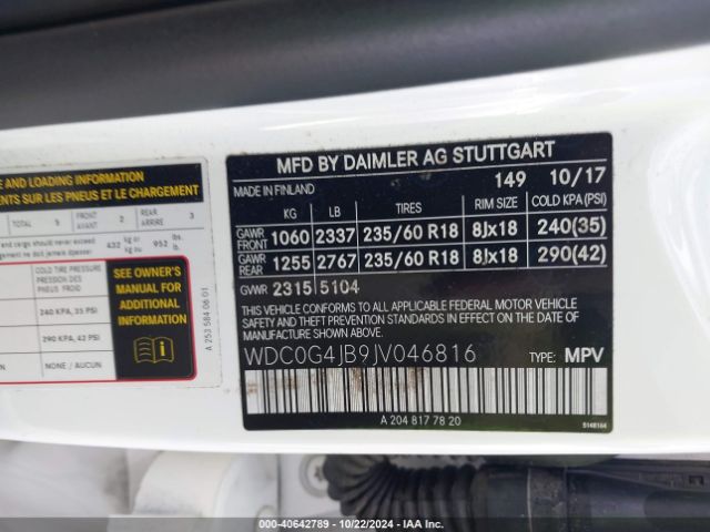 WDC0G4JB9JV046816 Mercedes-Benz GLC 300