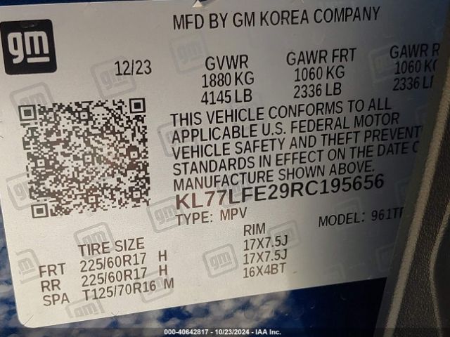 KL77LFE29RC195656 Chevrolet Trax Fwd Sp