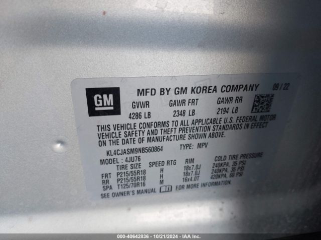 KL4CJASM9NB560864 Buick Encore Fwd Preferred