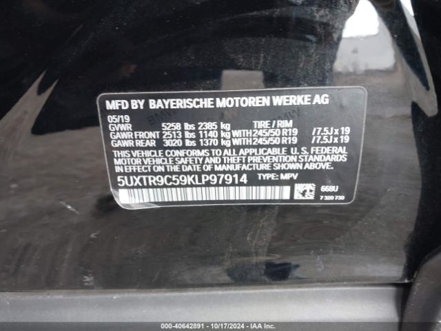 5UXTR9C59KLP97914 BMW X3 Xdrive30i