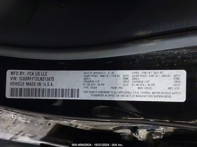 1C6SRFFT2LN313875 RAM 1500 Big Horn  4x4 5'7 Box