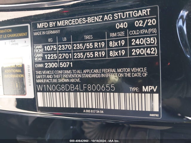 W1N0G8DB4LF800655 Mercedes-Benz GLC 300