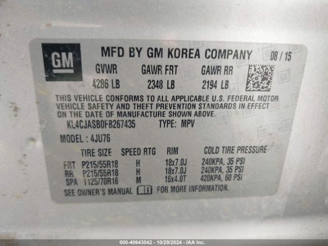 KL4CJASB0FB267435 Buick Encore