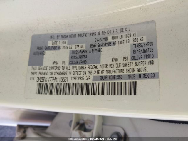 3MZBN1V77HM115531 Mazda Mazda3 Touring