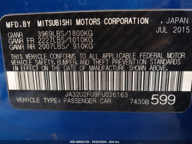 2015 MITSUBISHI LANCER JA32U2FU9FU026163 Photo 8