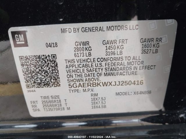 5GAERBKWXJJ250416 Buick Enclave Essence