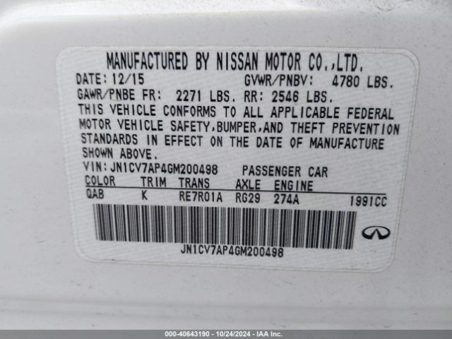 JN1CV7AP4GM200498 Infiniti Q50 2.0t Base/2.0t Premium