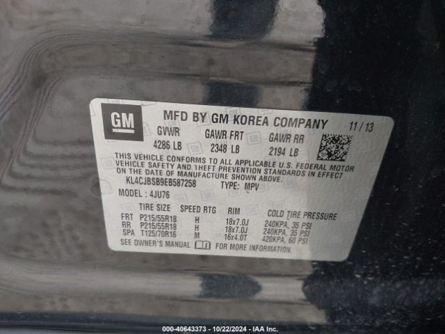 KL4CJBSB9EB587258 Buick Encore Convenience
