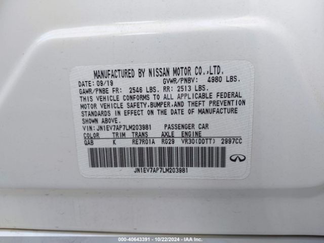 JN1EV7AP7LM203981 Infiniti Q50 LUXE