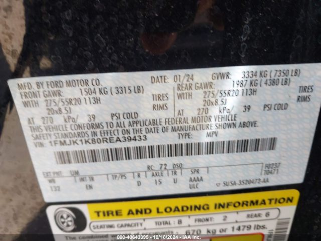 1FMJK1K80REA39433 Ford Expedition Limited Max
