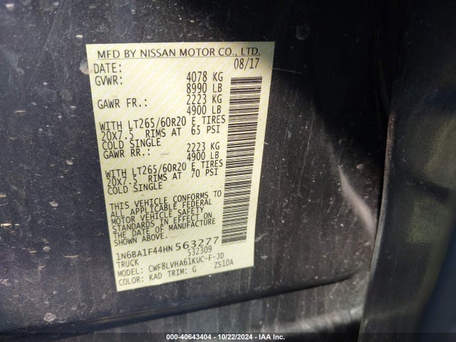 1N6BA1F44HN563277 Nissan Titan Xd Sl Diesel