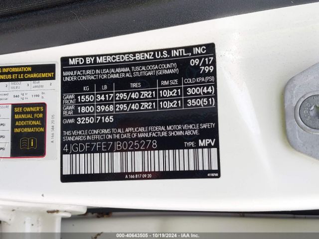4JGDF7FE7JB025278 Mercedes-Benz Amg Gls 63 4matic
