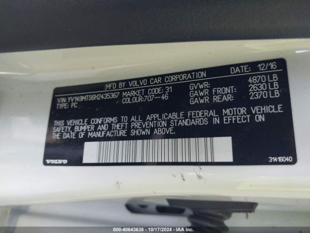2017 VOLVO S60 YV149MTS6H2435367 Photo 8