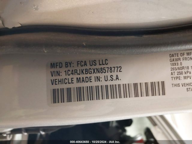 1C4RJKBGXN8578772 Jeep Grand Cherokee L Limited 4x4