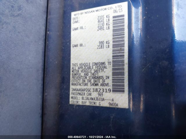 1N4AA6AP2GC382319 Nissan Maxima 3.5 Platinum