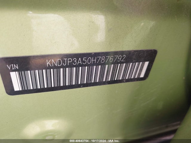 KIA SOUL + 2017 KNDJP3A50H7876792 Image 9