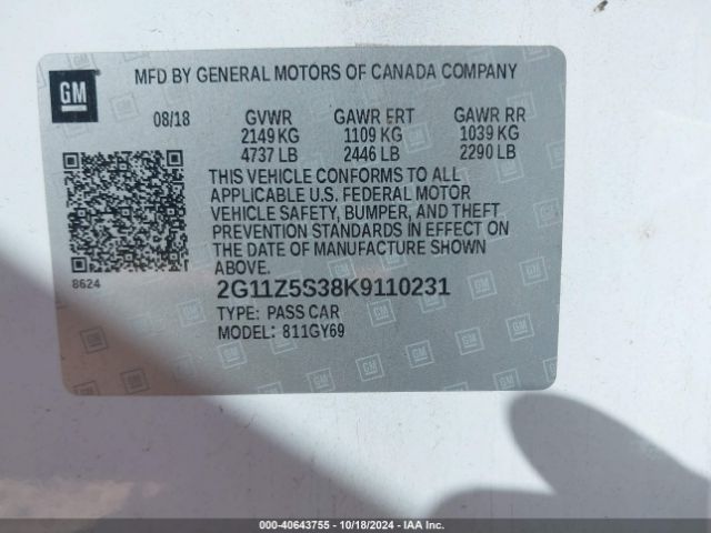 2G11Z5S38K9110231 Chevrolet IMPALA LT