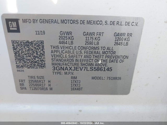 Chevrolet Equinox Fwd 2fl 2020 3GNAXJEV7LS586145 Image 9