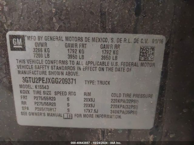 3GTU2PEJXGG209371 GMC Sierra 1500 Denali