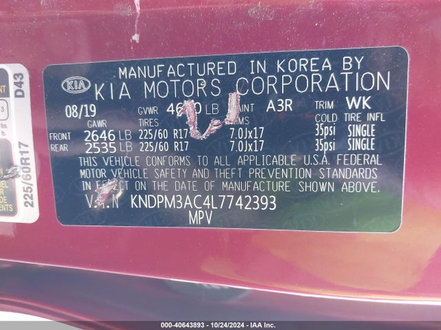 KIA Sportage Lx 2020 KNDPM3AC4L7742393 Image 9