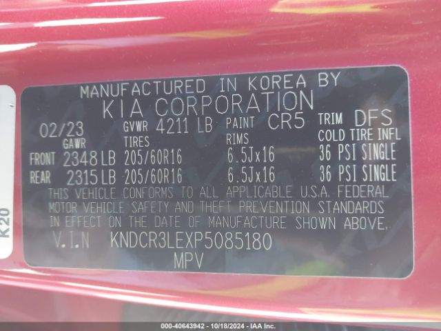 KNDCR3LEXP5085180 KIA NIRO EX
