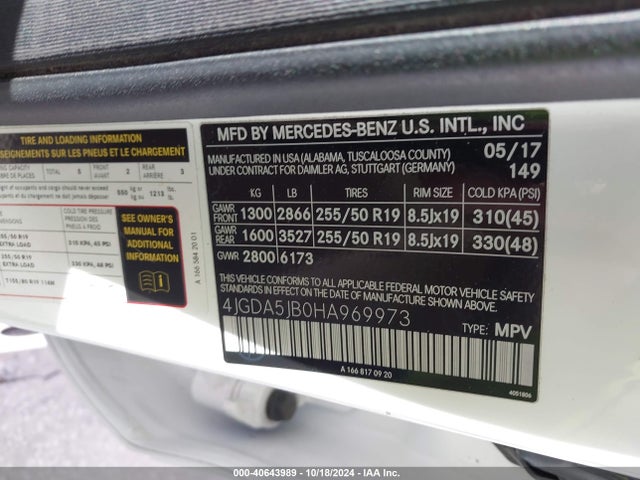 4JGDA5JB0HA969973 Mercedes-Benz GLE 350