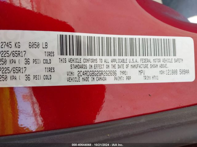 2C4RDGBG2GR262696 Dodge Grand Caravan Se