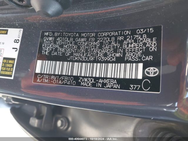 JTDKN3DU9F1939904 Toyota Prius