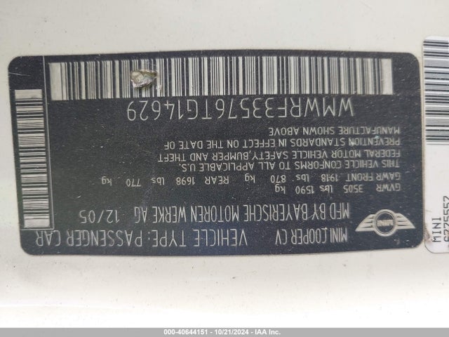 2006 MINI COOPER WMWRF33576TG14629 Photo 8