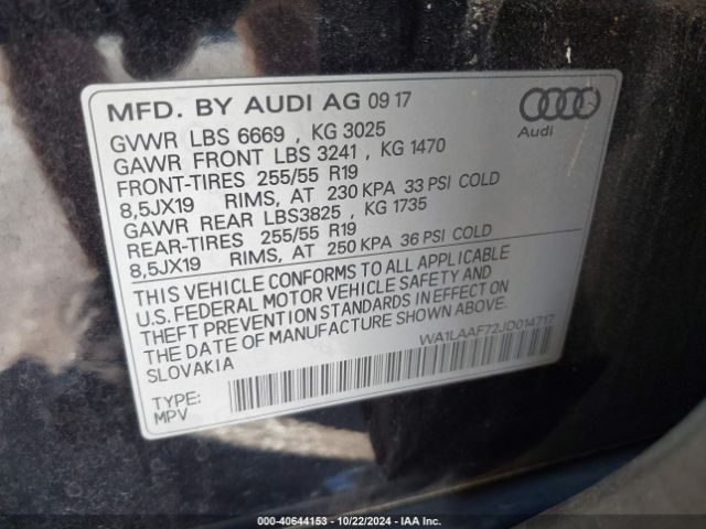 WA1LAAF72JD014717 Audi Q7 3.0t Premium