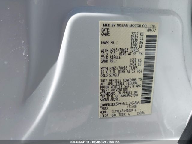 1N6ED1EK5PN613686 Nissan Frontier