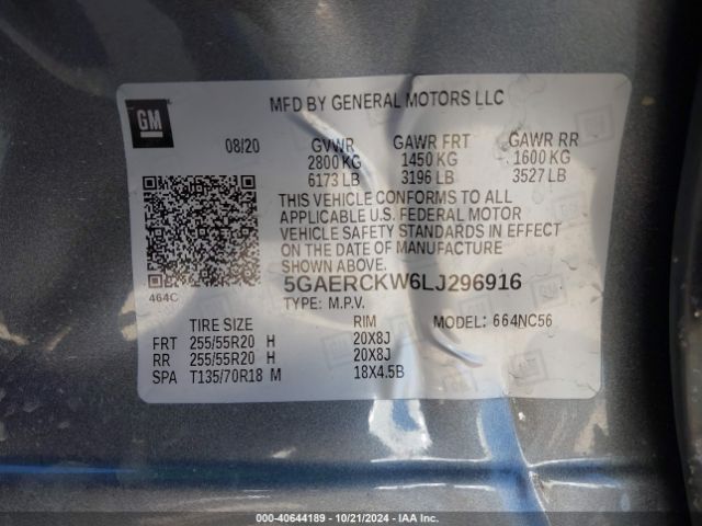 5GAERCKW6LJ296916 Buick Enclave Fwd Premium