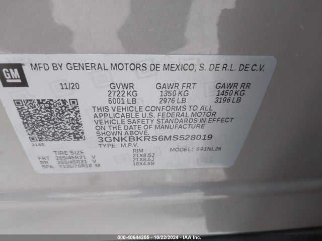 Chevrolet Blazer Awd Rs 2021 3GNKBKRS6MS528019 Image 9