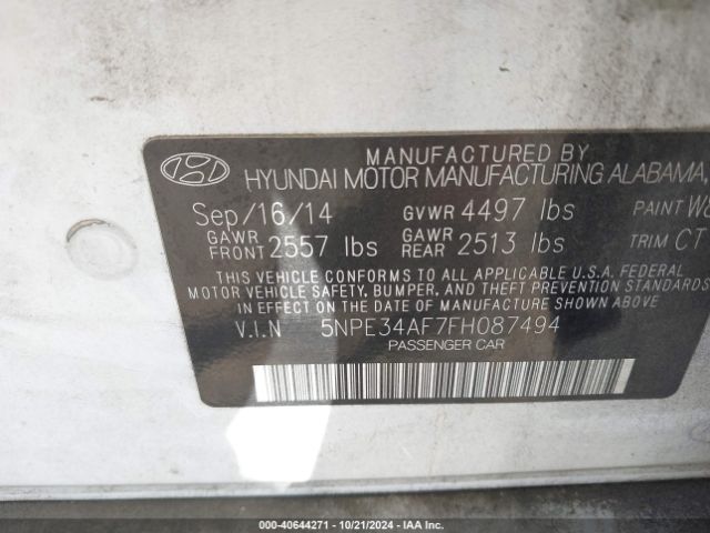 5NPE34AF7FH087494 Hyundai Sonata Sport