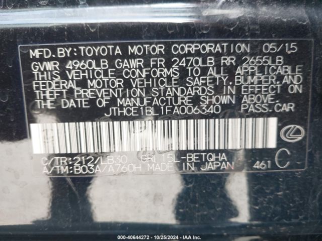 JTHCE1BL1FA006340 Lexus GS 350