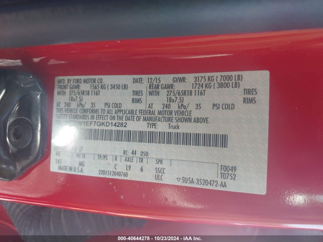 Ford F-150 Xlt 2016 1FTEW1EF7GKD14282 Image 9