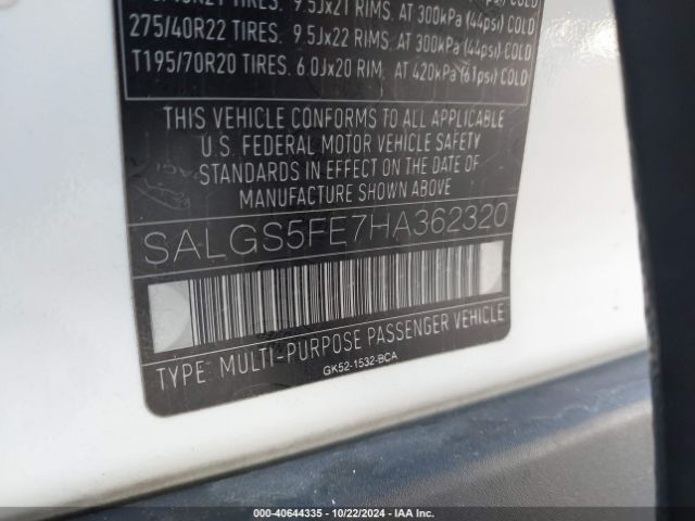 SALGS5FE7HA362320 Land Rover Range Rover 5.0l V8 Supercharged