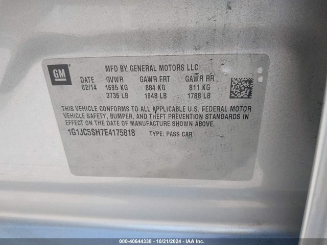 Chevrolet Sonic Lt Auto 2014 1G1JC5SH7E4175818 Image 9