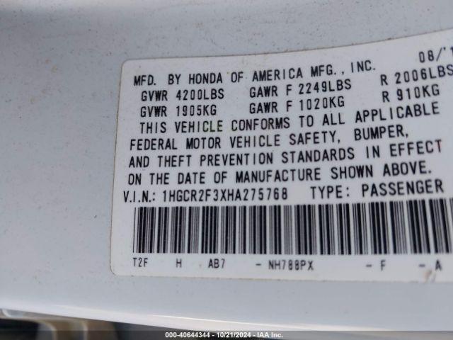 1HGCR2F3XHA275768 Honda ACCORD LX