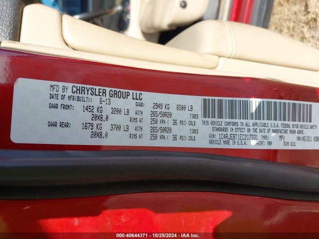 Jeep Grand Cherokee Limited 2014 1C4RJEBT1EC217331 Image 9