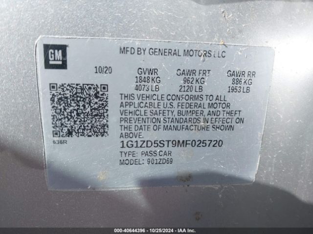 1G1ZD5ST9MF025720 Chevrolet Malibu Fwd Lt